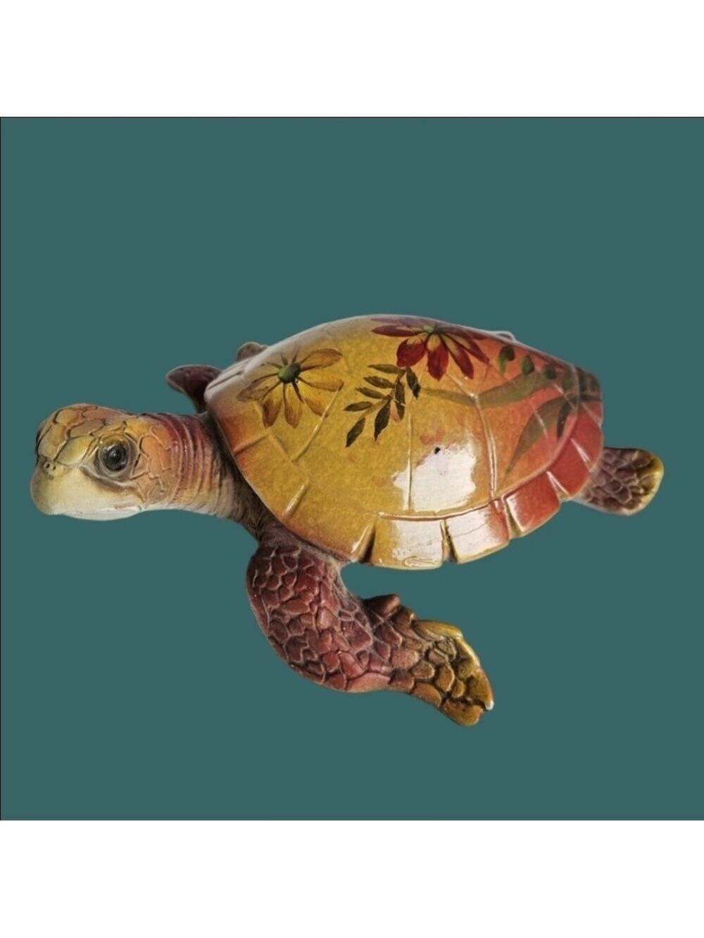 Vintage TII Collections Handpainted Clay Turtle